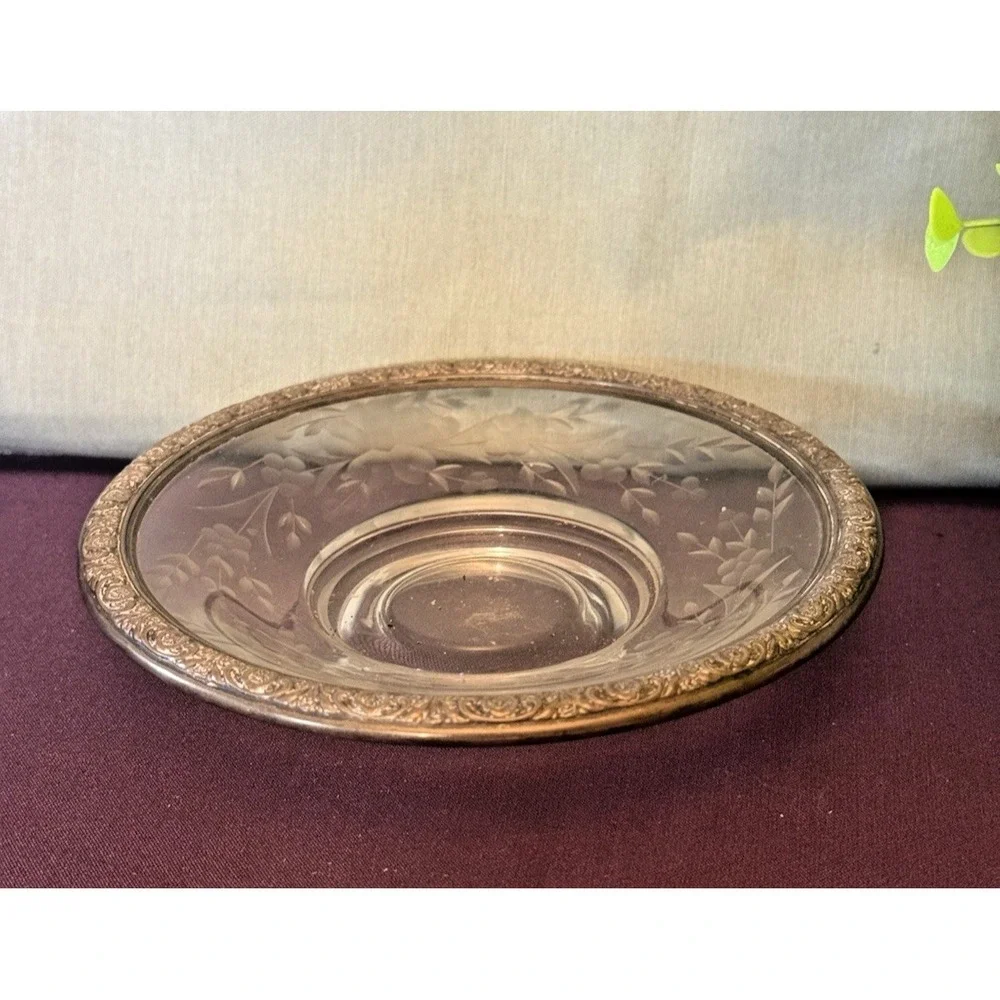 International Silver Prelude Sterling on Cut Glass Candy Dish 6